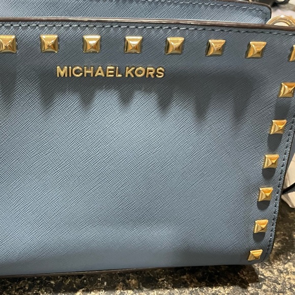 Michael Kors Gray Handbag with Gold Studs - Picture 1 of 4